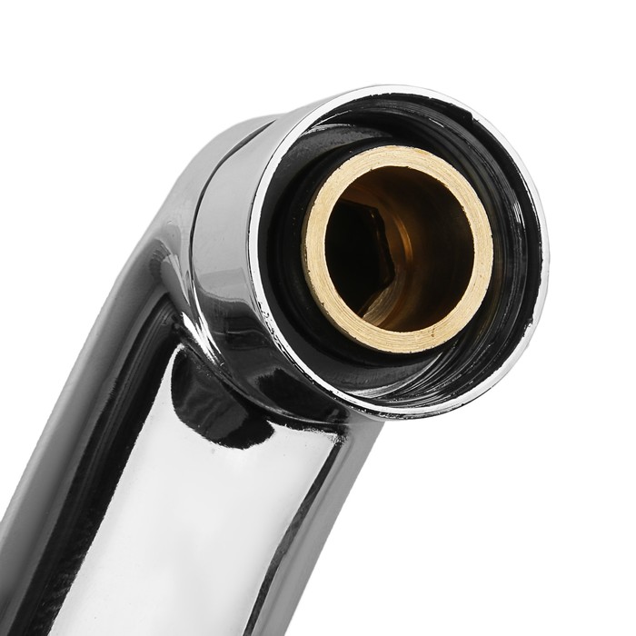 Излив для смесителя, изогнутый, нержавеющая сталь, 25 см, аэратор пластик, сетка металл