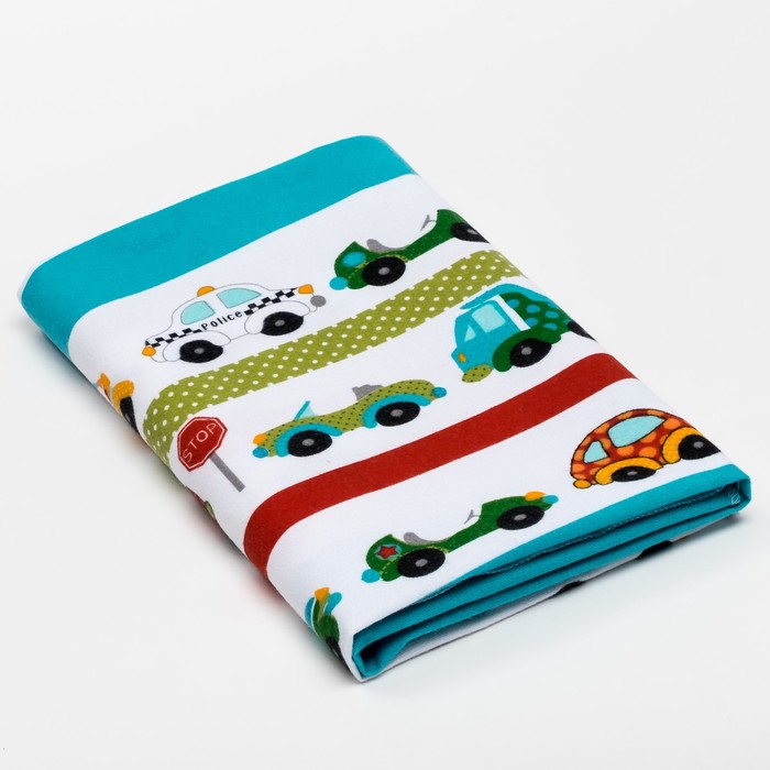Пеленка подарочная "Крошка Я" Машинки 75х120 см, фланель, 160 г/м², 100% хлопок