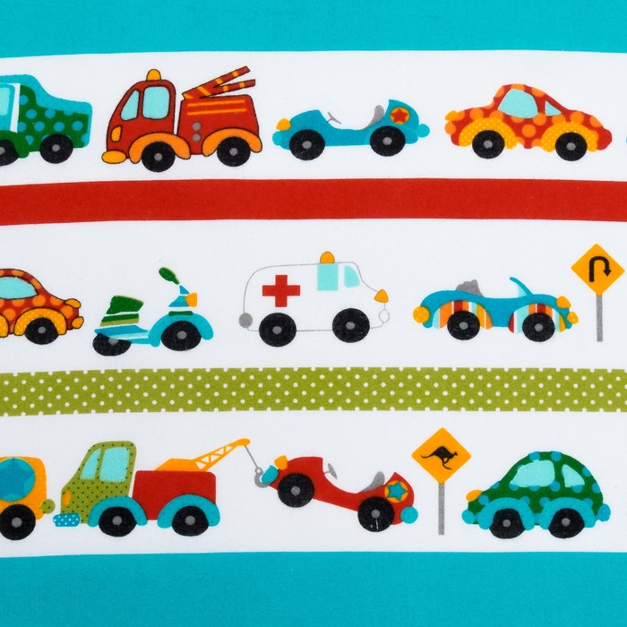 Пеленка подарочная "Крошка Я" Машинки 75х120 см, фланель, 160 г/м², 100% хлопок