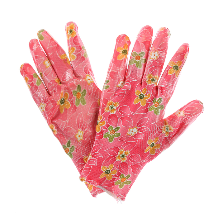 Перчатки нейлоновые, с латексной пропиткой, размер 8, цвет МИКС