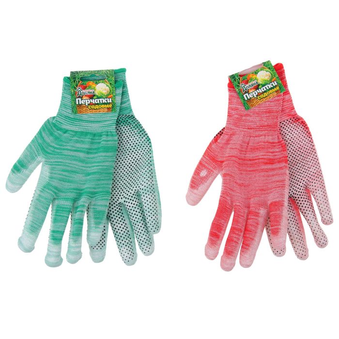 Перчатки нейлоновые, с латексной пропиткой, размер 7, цвет МИКС