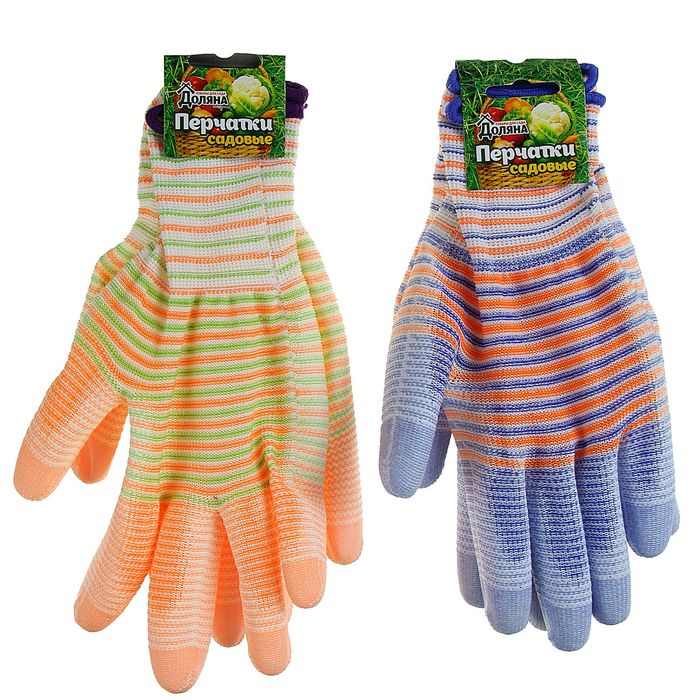 Перчатки нейлоновые, с латексной пропиткой, размер 9, цвет МИКС, «Полоса»