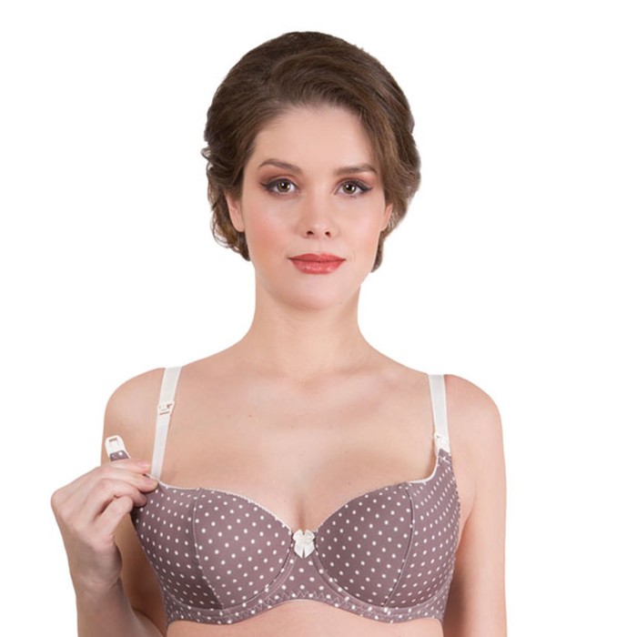 Бюстгальтер послеродовый "Кристи", кофе с молоком в горох, размер 80-E