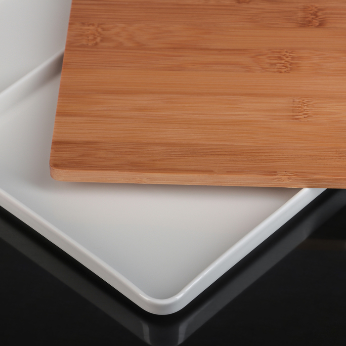 Менажница с дерев доской 3 ячейки "Эстет" 29х29 см