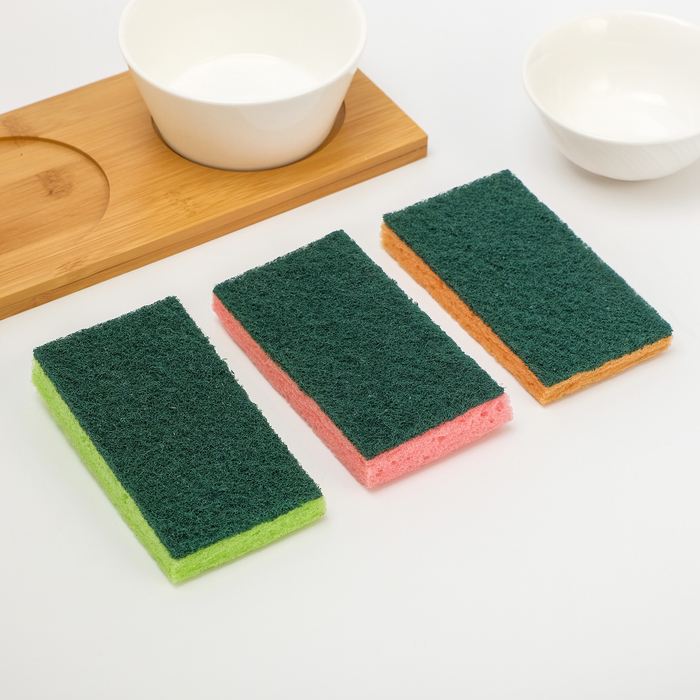 Набор губок для посуды, 3 шт 12х6х см