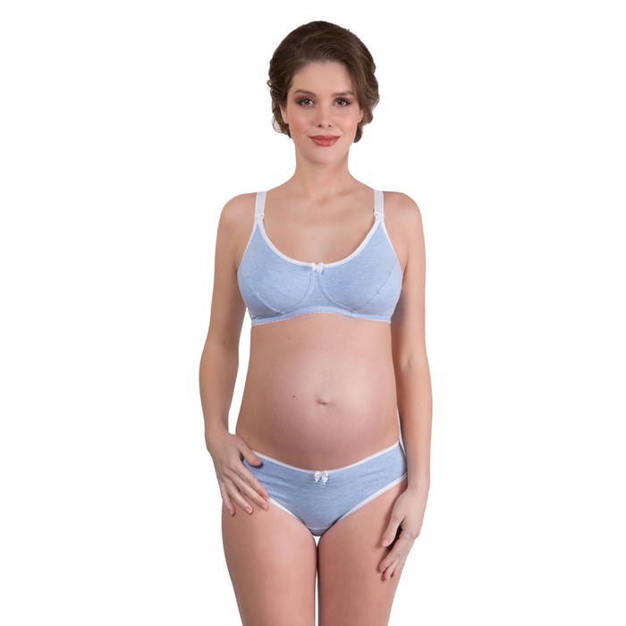 Бюстгальтер послеродовый, голубой меланж, размер 85-A