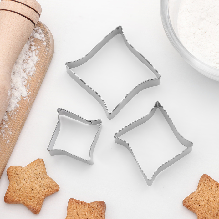 Набор форм для вырезания печенья 3 шт "Изгиб" 6,5x6 см