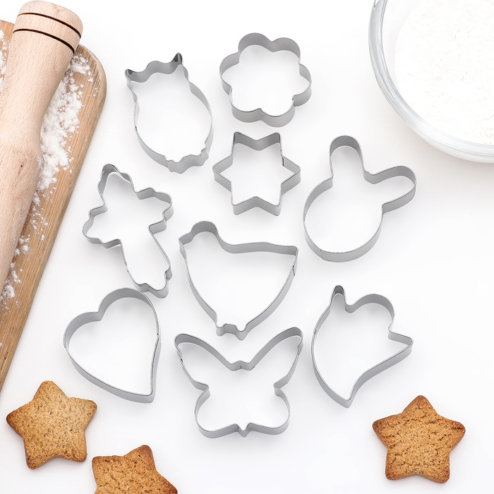 Набор форм для вырезания печенья "Звери, цветок, крест", 8 шт