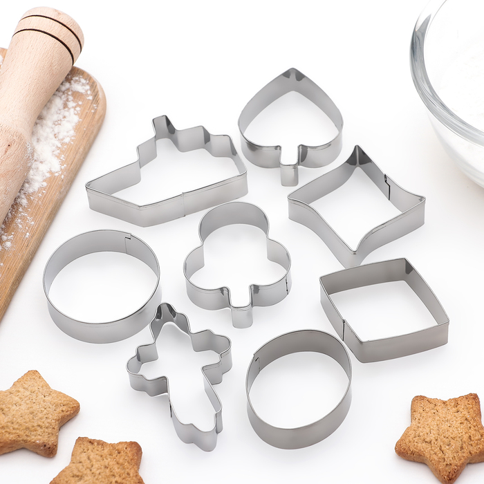 Набор форм для вырезания печенья "Кораблик, овал, крест, ромб", 8 шт