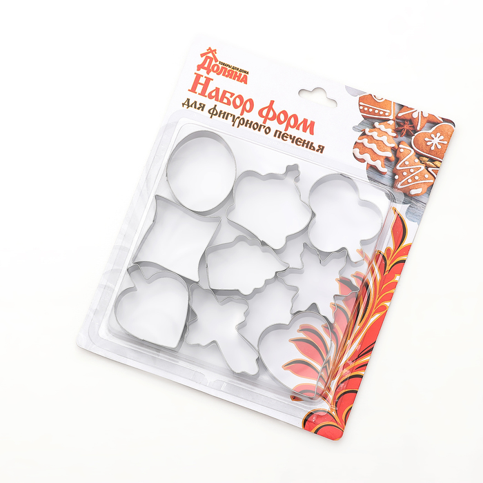 Набор форм для вырезания печенья "Овал, корона, крест, сердце", 9 шт