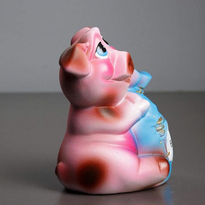 Копилка "Свинка с мешком" 18 см, цвет синий, МИКС