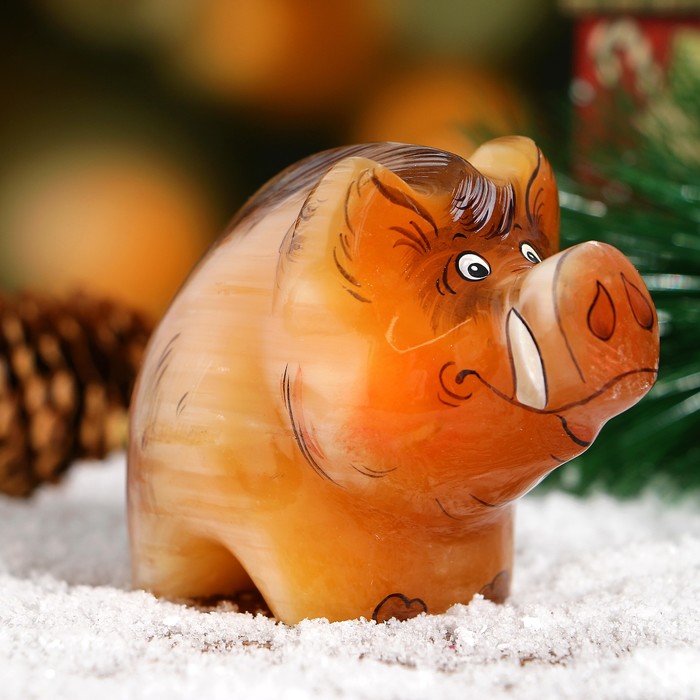 Сувенир «Кабанчик Пумка», 7×9 см, селенит