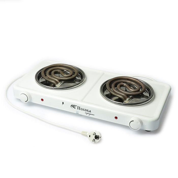 Плитка электрическая "Пскова НАРОДНАЯ" 2400 Вт, нержавеющая чаша, белый