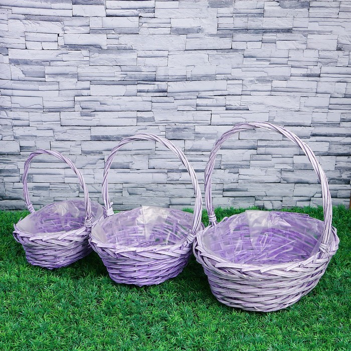 Набор корзин, 3 шт, 37×27×12/33 см, 30×22×11/28 см, 26×18×10/26 см, ива