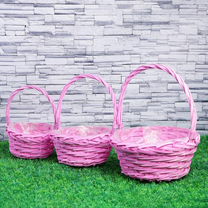Набор корзин, 3 шт, 30×13/35 см, 24×12/30 см, 20×10/25 см, ива
