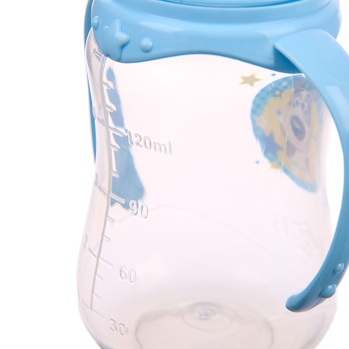 Бутылочка для кормления «Собачка Джекки» детская приталенная, с ручками, 150 мл, от 0 мес., цвет голубой