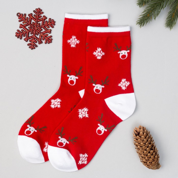 Носки "Новогодние" размер 36-39, 80% хл.,17% п/а, 3% эл.