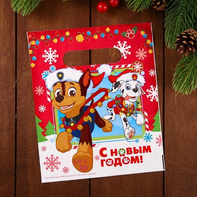 Щенячий патруль. Пакет полиэтиленовый "С новым годом!", 18 * 20 см