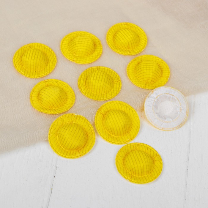 Шляпа для кукол, набор 10 шт, цвет желтый