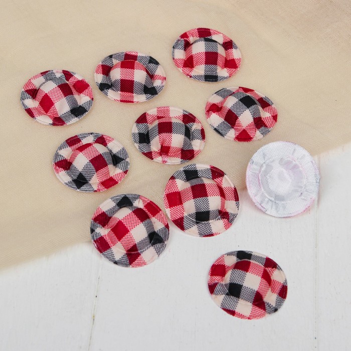 Шляпа для кукол, набор 10 шт, цвет красно-черная клетка