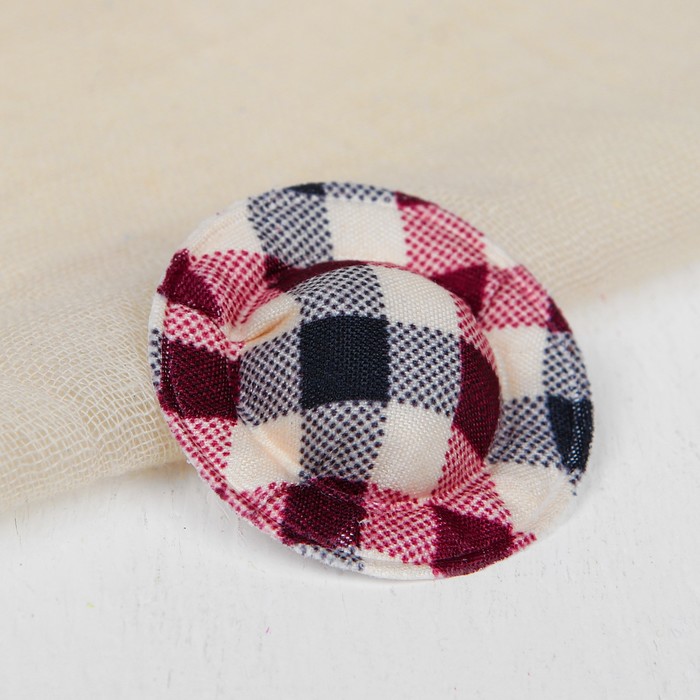 Шляпа для кукол, набор 10 шт, цвет черно-бордовая клетка