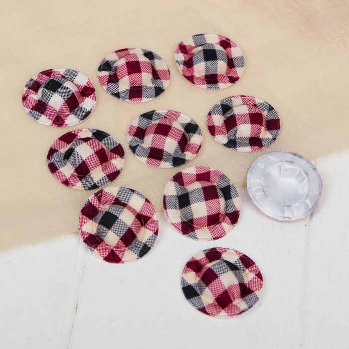 Шляпа для кукол, набор 10 шт, цвет черно-бордовая клетка
