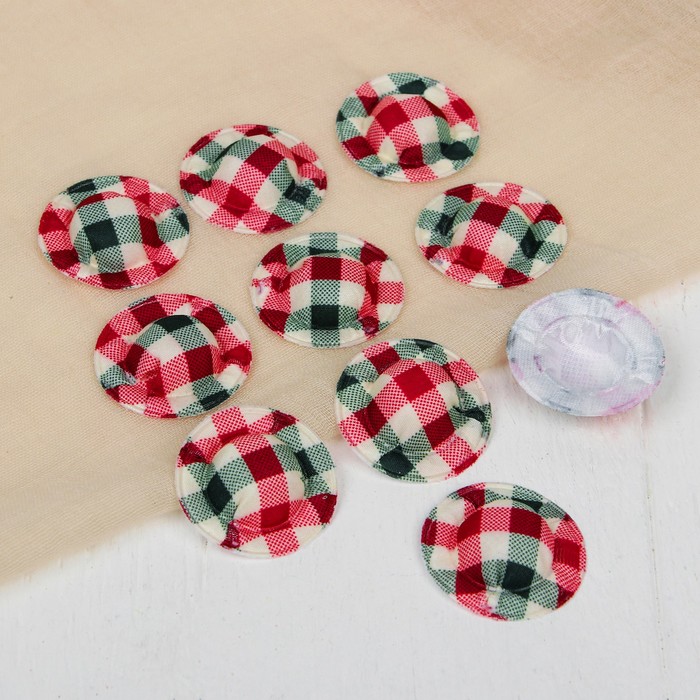 Шляпа для кукол, набор 10 шт, цвет красно-зеленая клетка