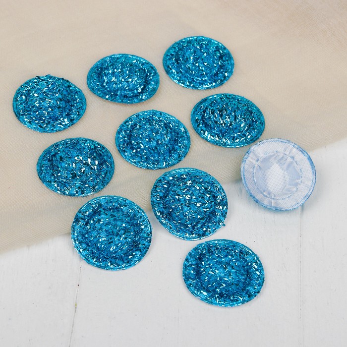 Шляпа для кукол, набор 10 шт, цвет голубые пайетки