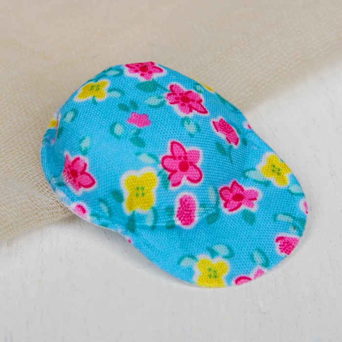 Кепка для кукол "Цветочки", цвет голубой