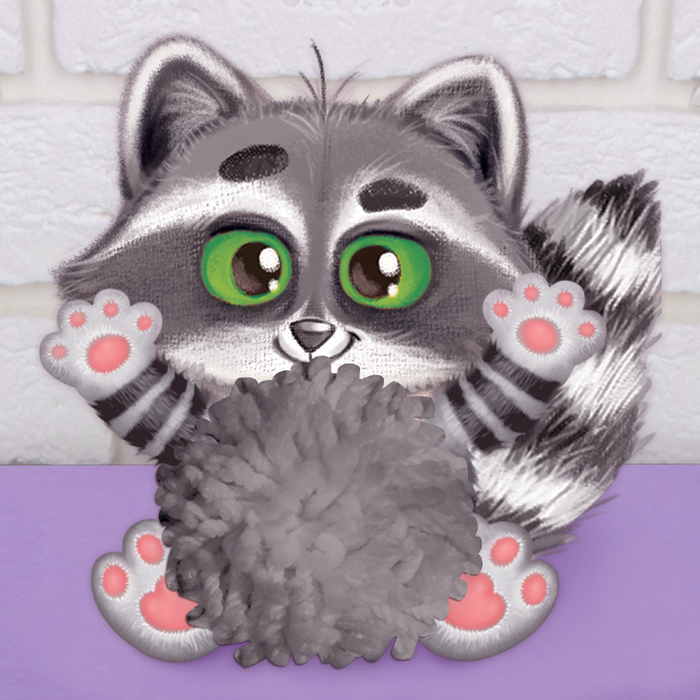 Набор для создания игрушки из помпона "Енот" + глазки