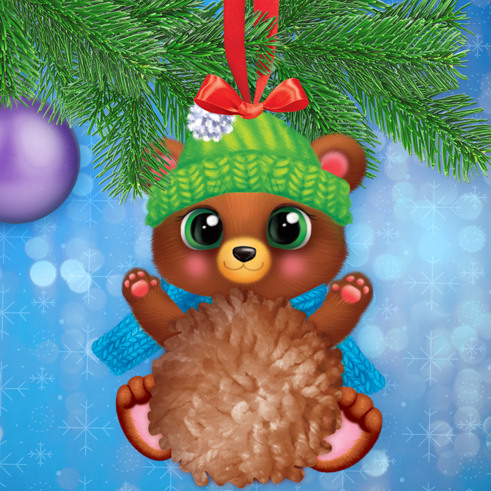 Набор для создания игрушки из помпона "Медведь" + глазки