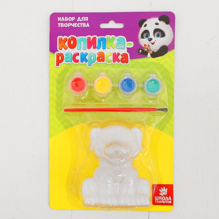 Роспись ПВХ фигурки-копилки "Собачка" + 4 цвета красок по 2 гр, кисть