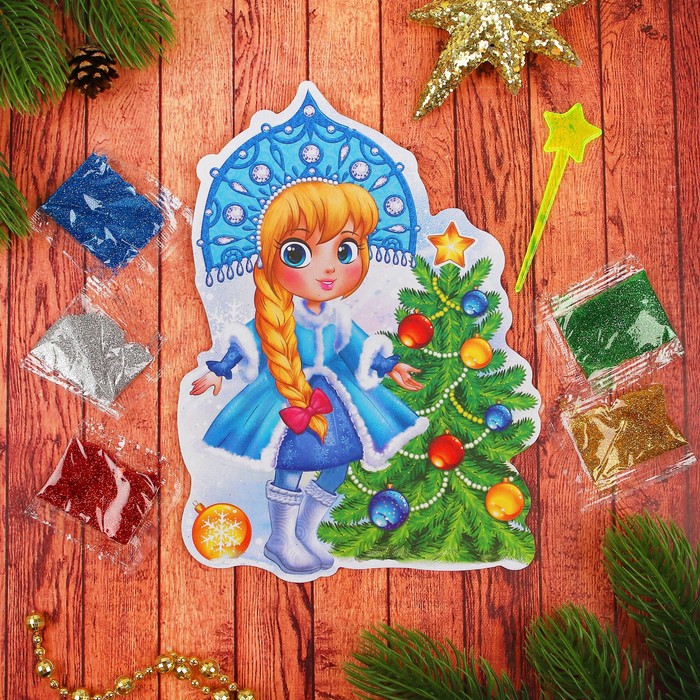 Фреска блестками "Доброго Нового года" Снегурочка