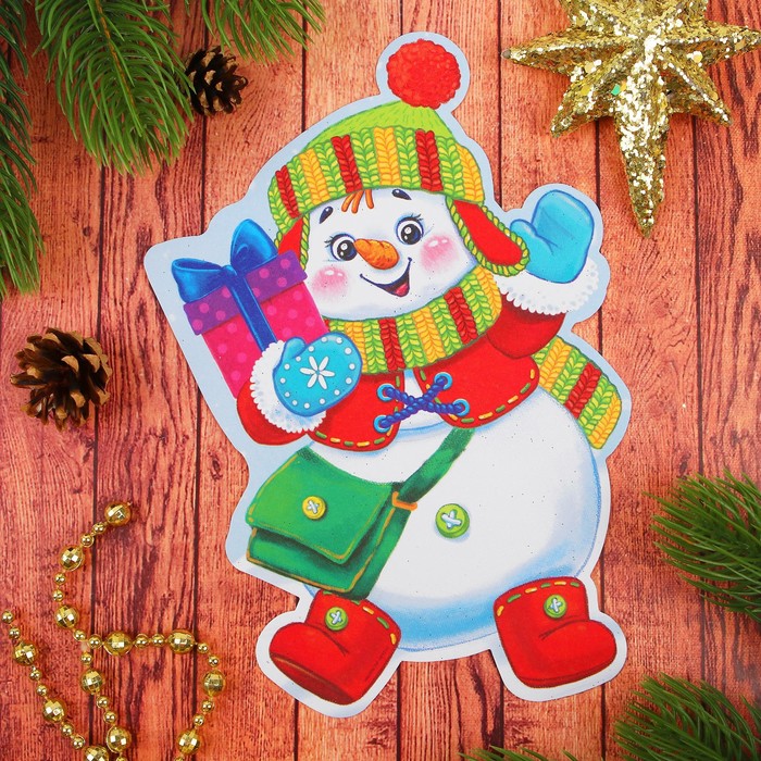 Фреска блестками "С Новым годом" Снеговик