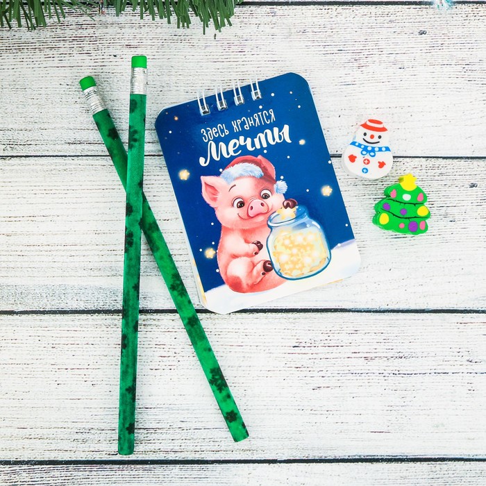 Набор подарочный "Мечты" 2 карандаша ч/г+2 ластика+блокнот