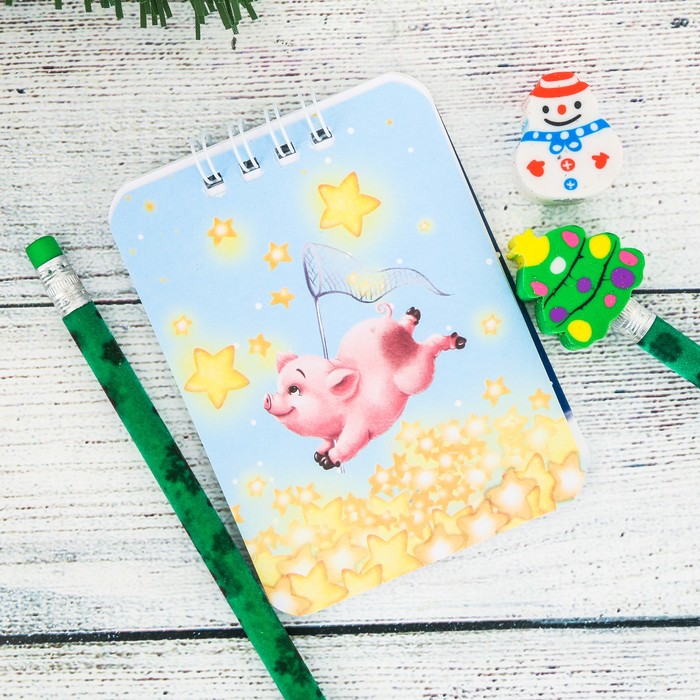 Набор подарочный "Мечты" 2 карандаша ч/г+2 ластика+блокнот