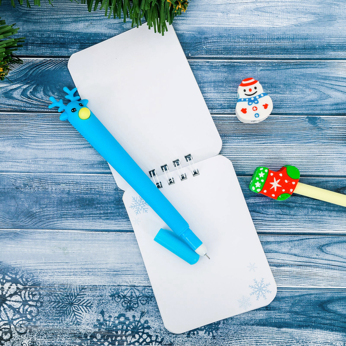 Набор подарочный "Запиши свой Новый Год": ручка, 2 ластика, блокнот