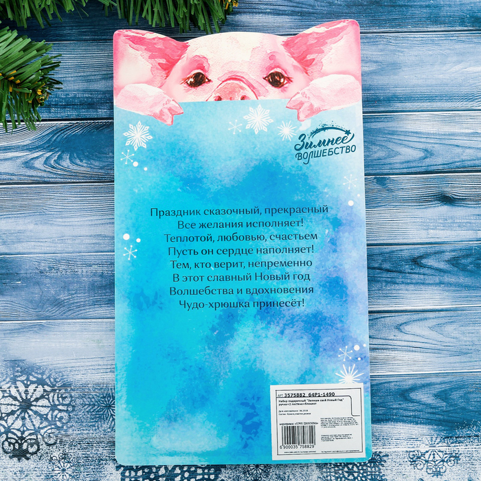 Набор подарочный "Запиши свой Новый Год": ручка, 2 ластика, блокнот