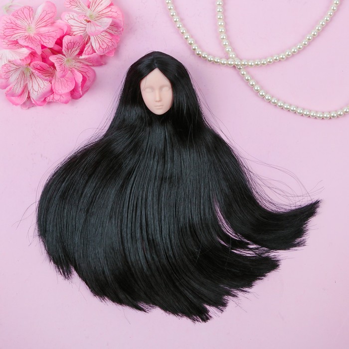 Голова для изготовления куклы, форма лица - овал, волосы "Прямые" брюнетка