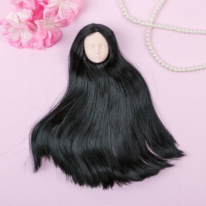 Голова для изготовления куклы, форма лица - круг, волосы "Прямые" брюнетка