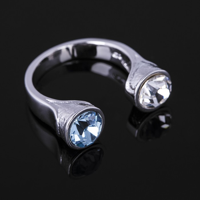 Кольцо "Неразлучники", цвет голубой в чернёном серебре