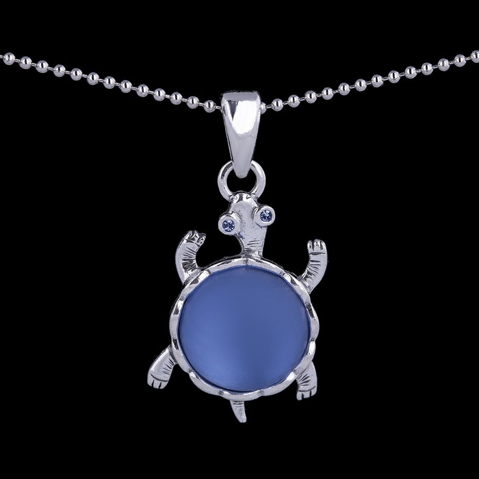 Кулон "Тартилка", цвет голубой в чернёном серебре