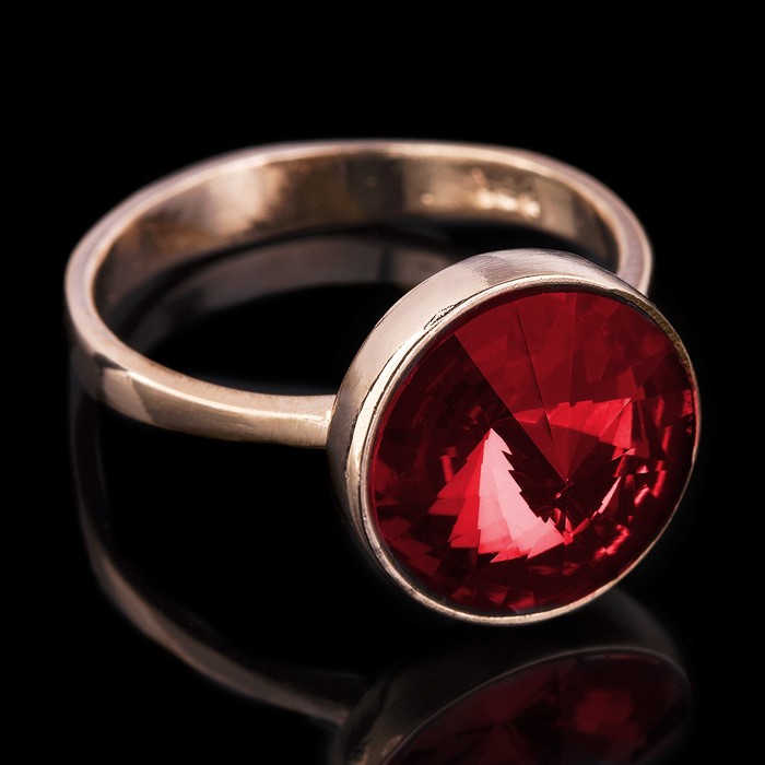 Кольцо бижар "Ночь", размер 18, цвет красный в золоте