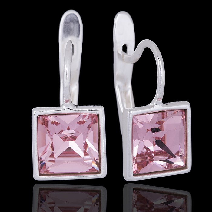 Серьги "Ингода", цвет розовый в серебре