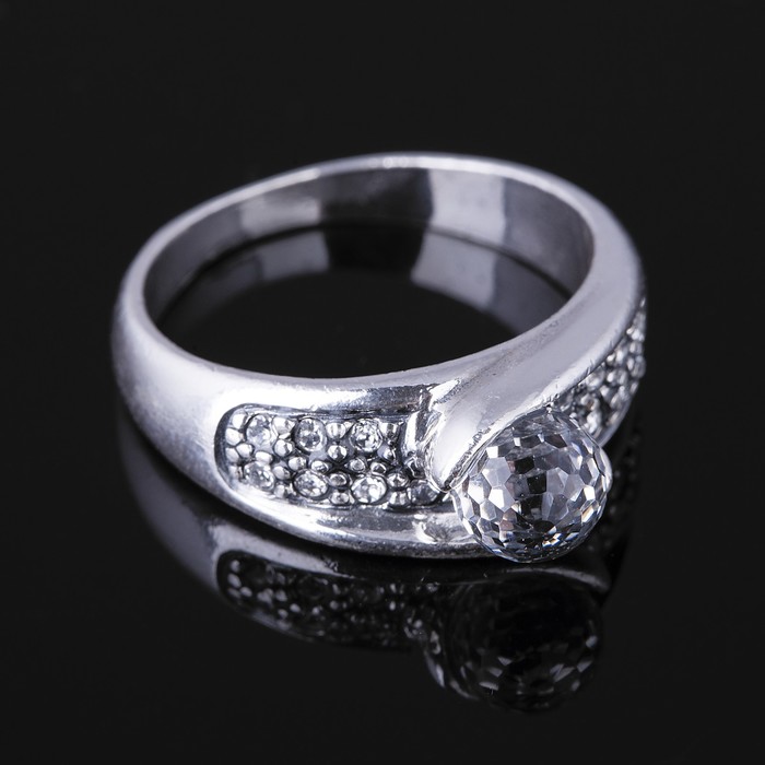 Кольцо "Росинка", размер 17, цвет белый в черненом серебре