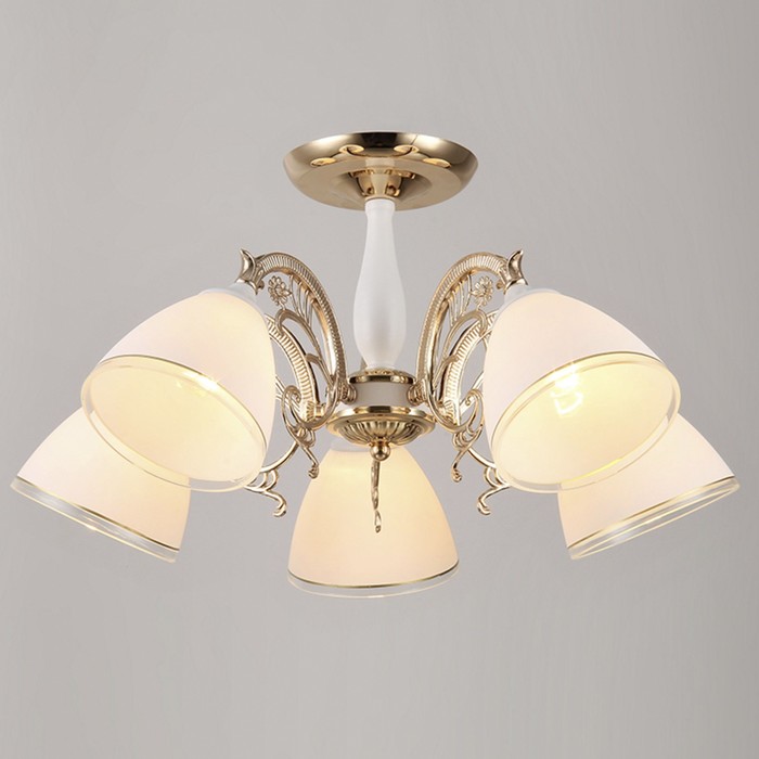 Люстра "Искра" 5х40W E27 белый-золото