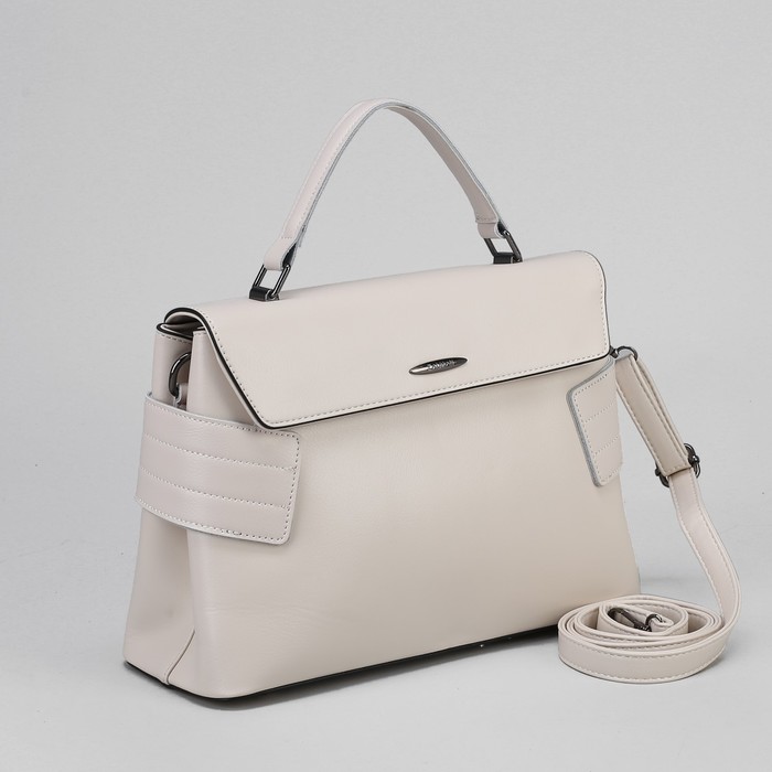 Сумка женская, отдел с перегородкой на молнии, наружный карман, длинный ремень, цвет бежевый