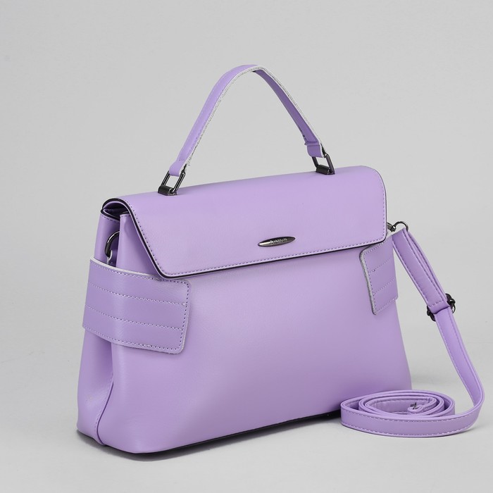 Сумка женская, отдел с перегородкой на молнии, наружный карман, длинный ремень, цвет фиолетовый