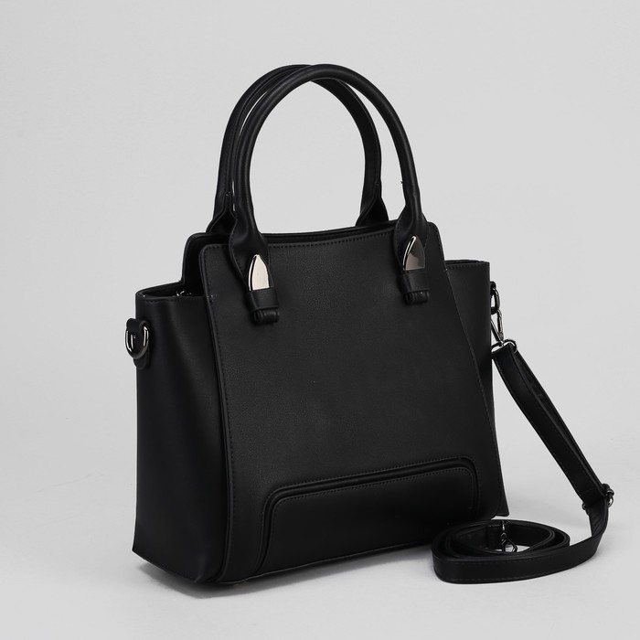 Сумка женская, отдел на молнии, наружный карман, цвет чёрный