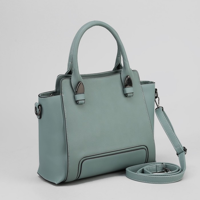 Сумка женская, отдел на молнии, наружный карман, цвет голубой